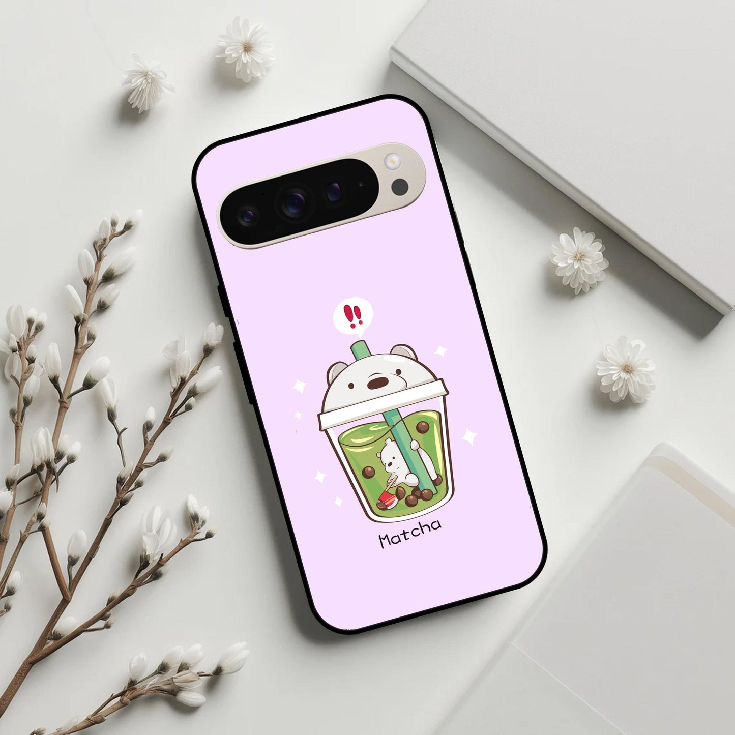 Cartoon Matcha Tea We Bare Bears Glossy Metal Case Cover For Google