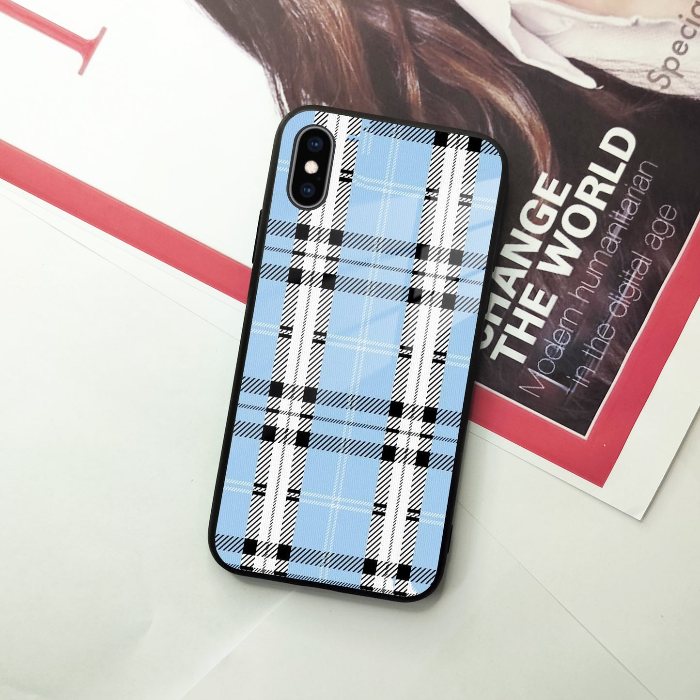 Check Glass Phone Case Cover For iPhone