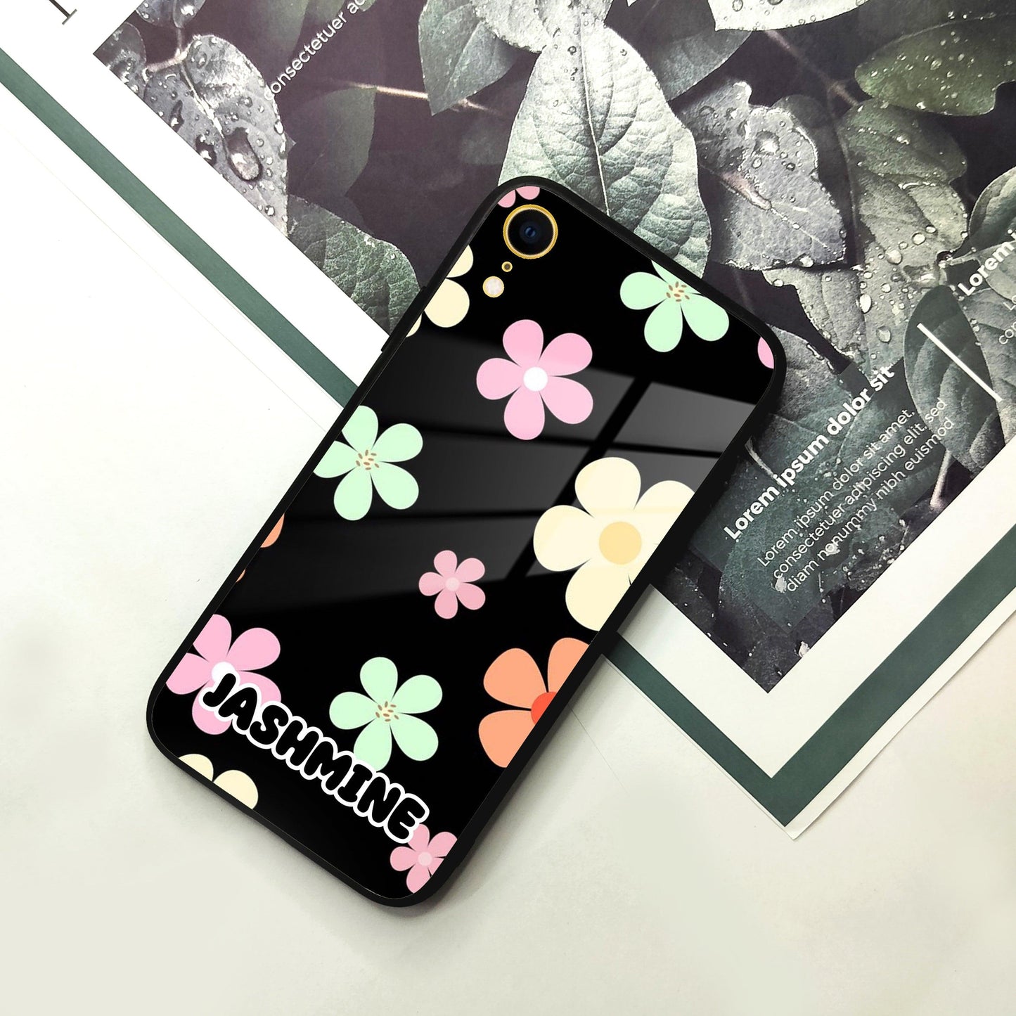 Colorfull Daisy Floral Glass Case Cover For iPhone