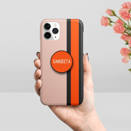 Colorfull Strip Customize Name Printed Matte Phone Case Cover Color Orange For Vivo