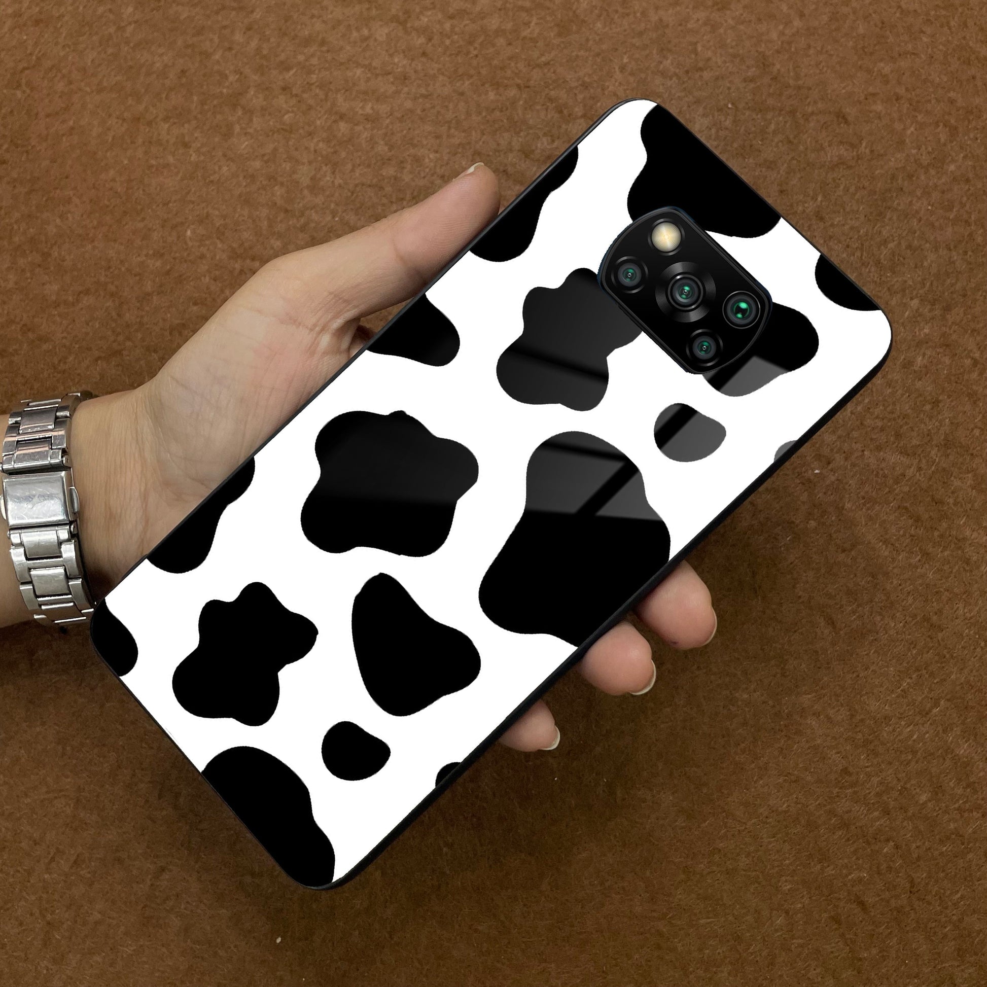 Cow Print Glass Phone Case And Cover for Poco ShopOnCliQ