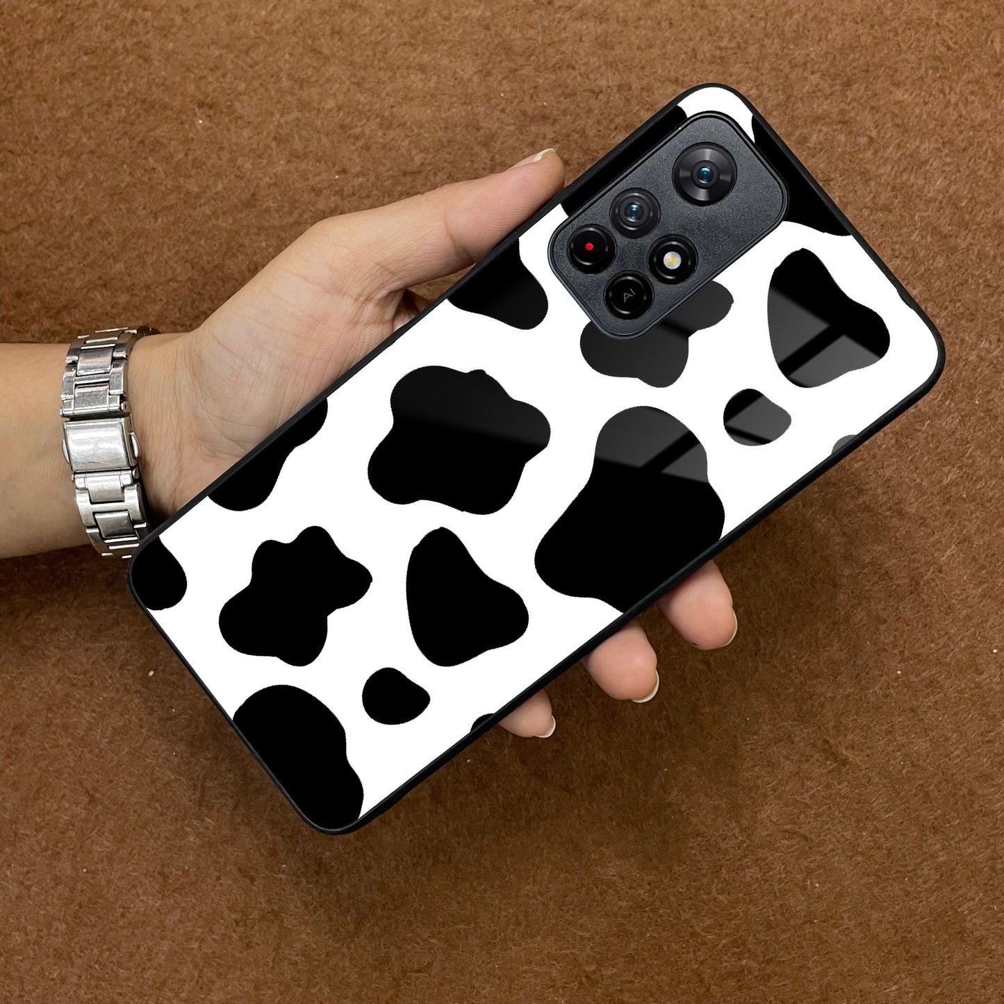 Cow Print Glass Phone Case And Cover for Poco ShopOnCliQ
