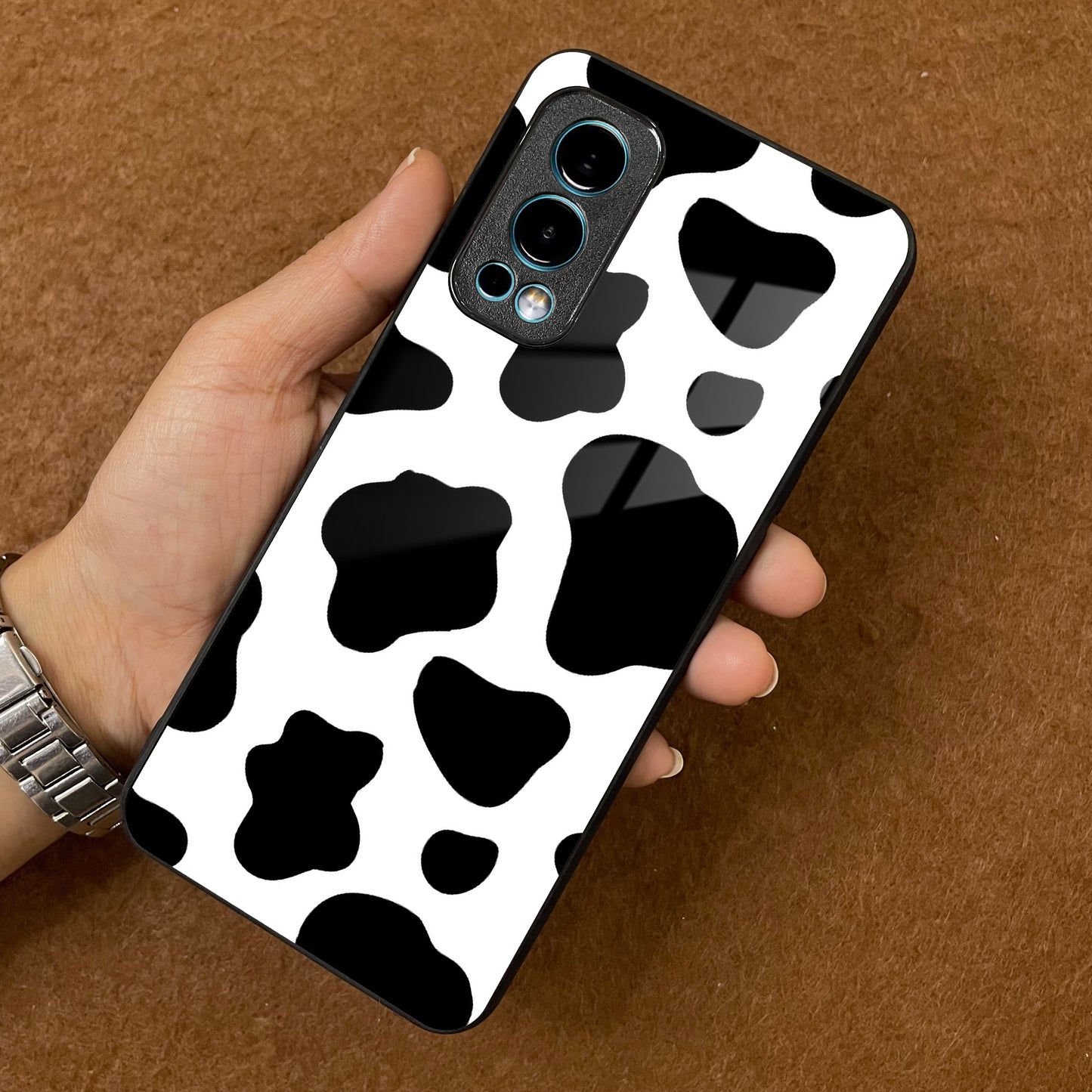 Cow Print Glass Phone Case And Cover For OnePlus