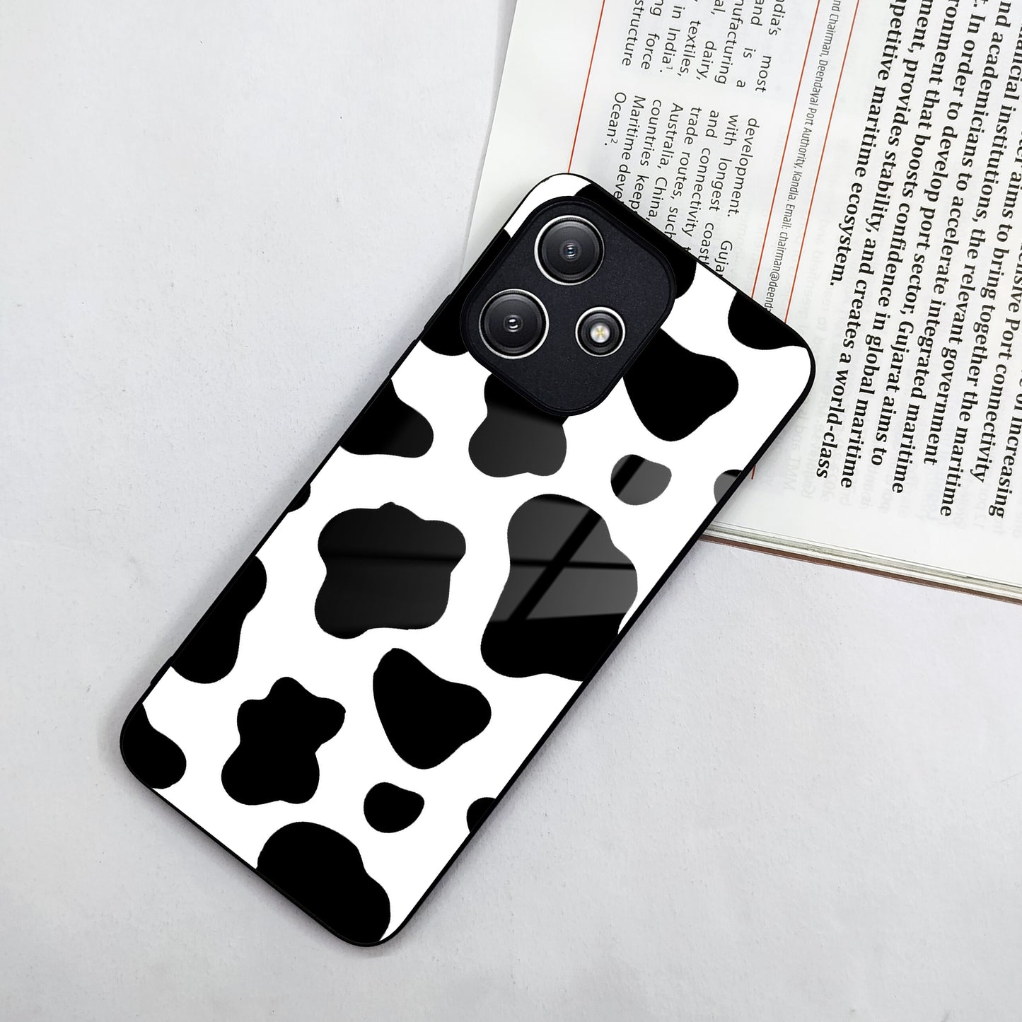 Cow Print Glass Phone Case And Cover for Poco