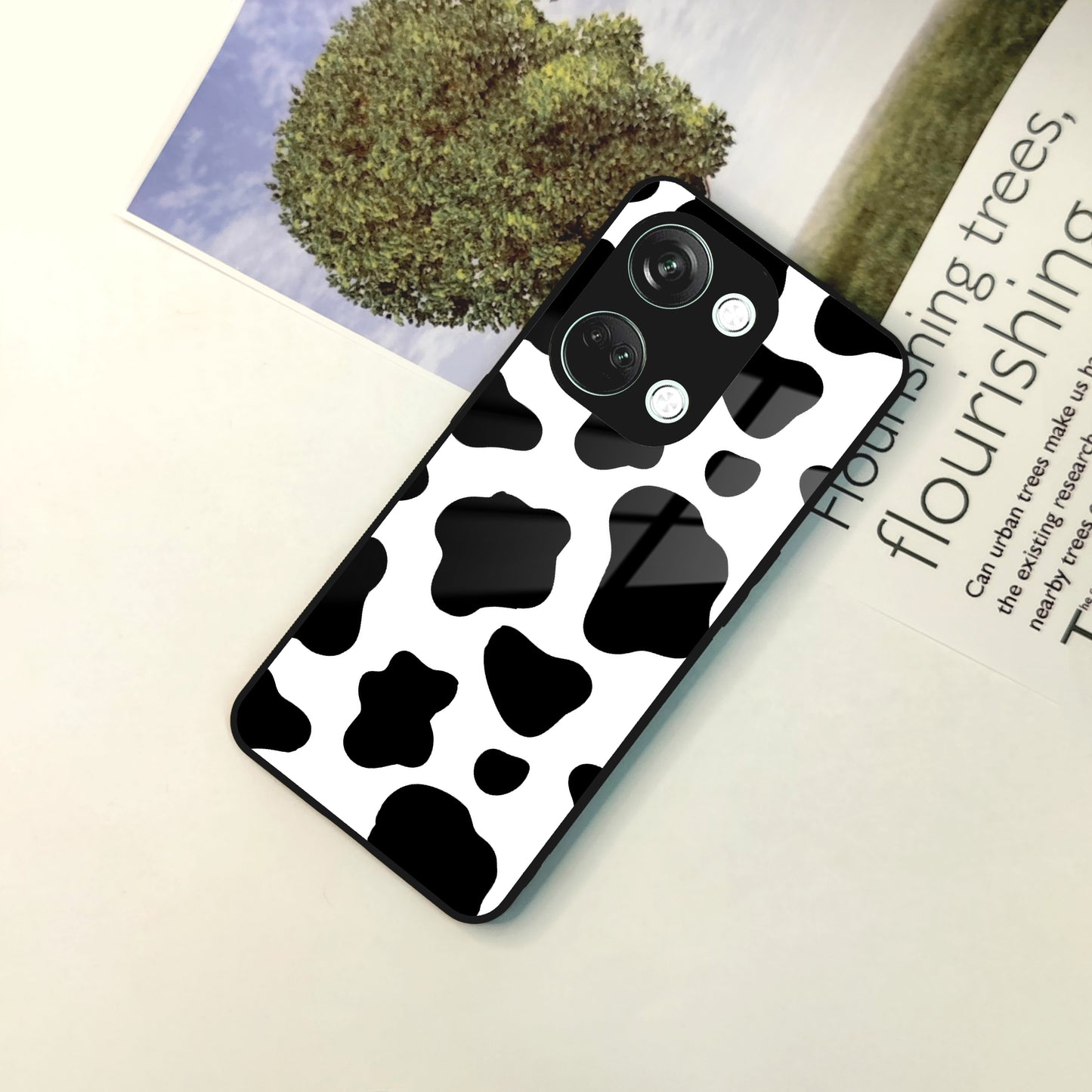 Cow Print Glass Phone Case And Cover For OnePlus