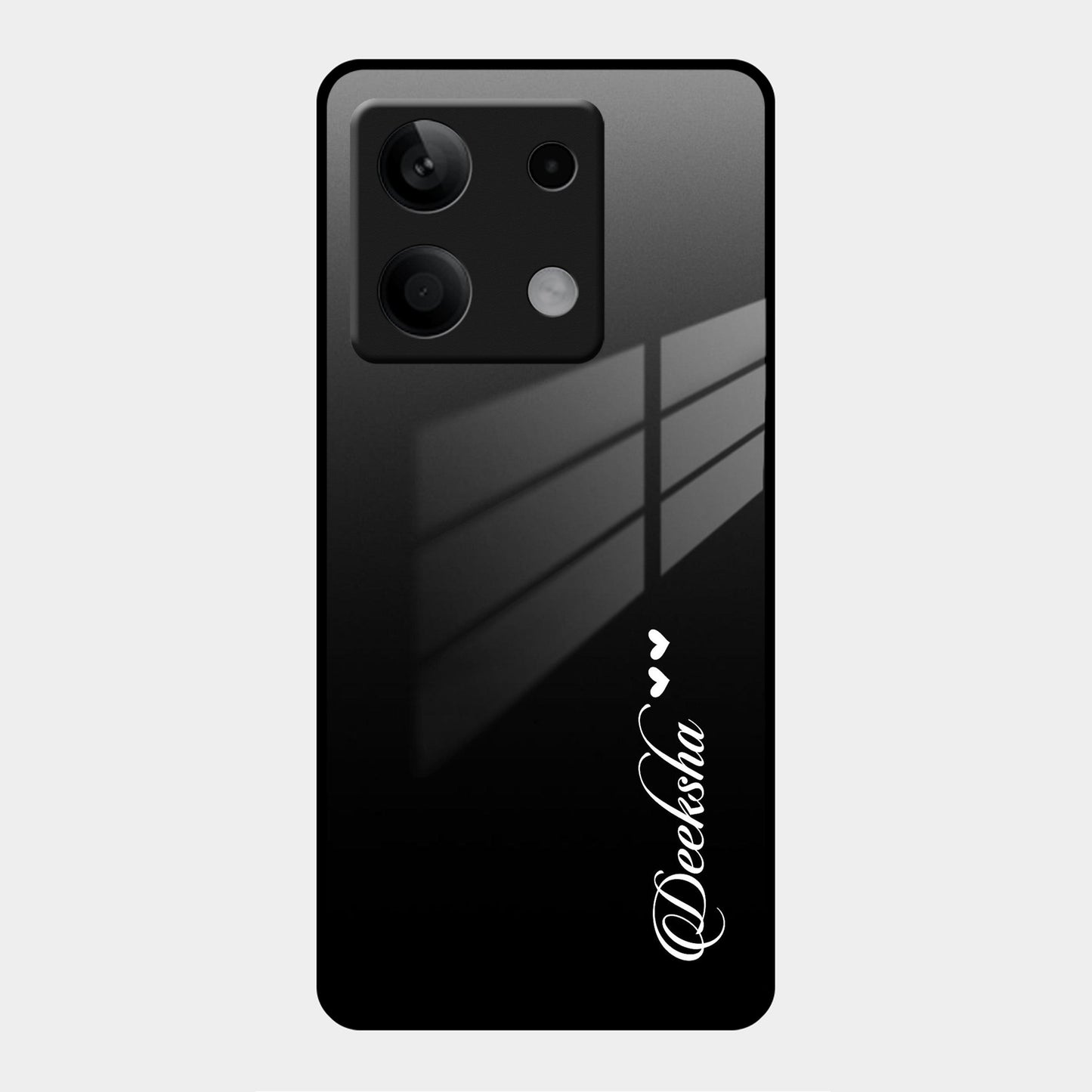 Customize Name Gradient Glass Case Cover Black For Poco