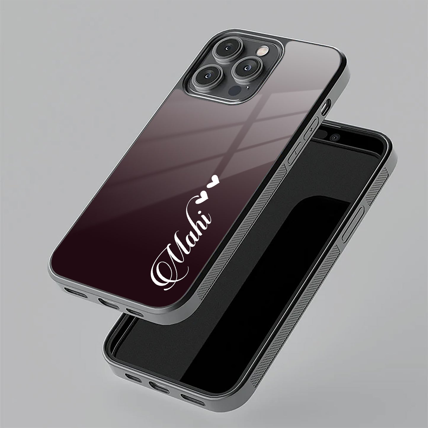 Customize Name Gradient Glass Case Cover Grey For OnePlus