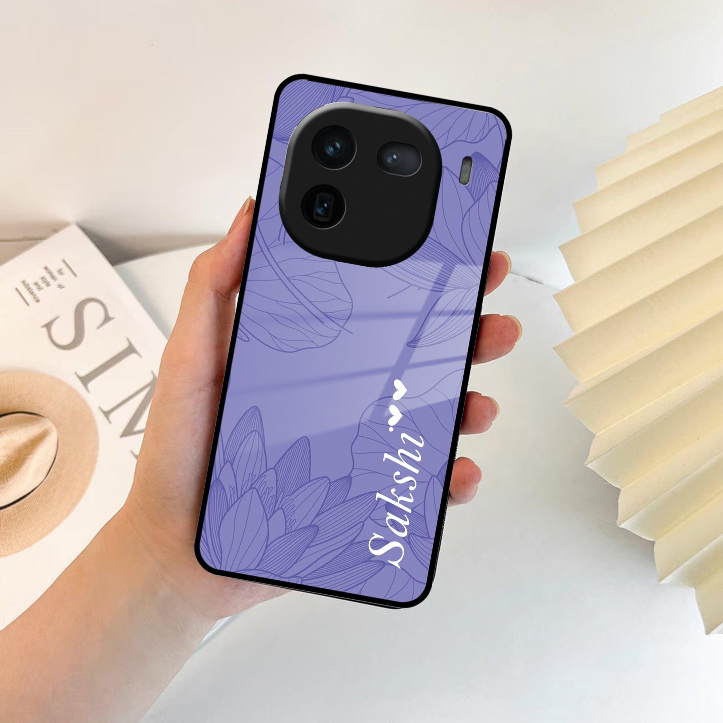 Customized luxury Purple leaves Glossy Metal Case Cover For Vivo - ShopOnCliQ