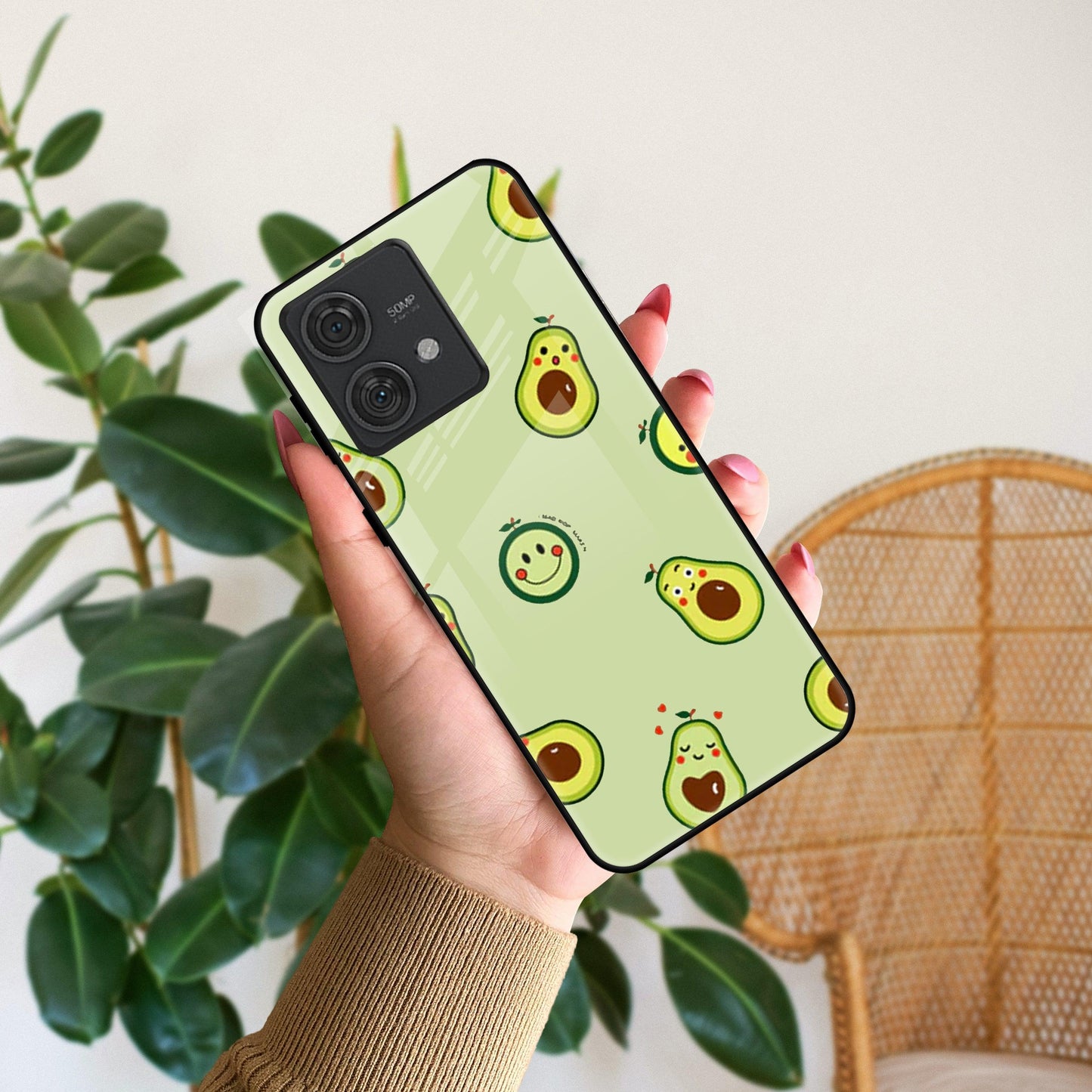 Cute Avocado Glossy Metal Case Cover For Motorola