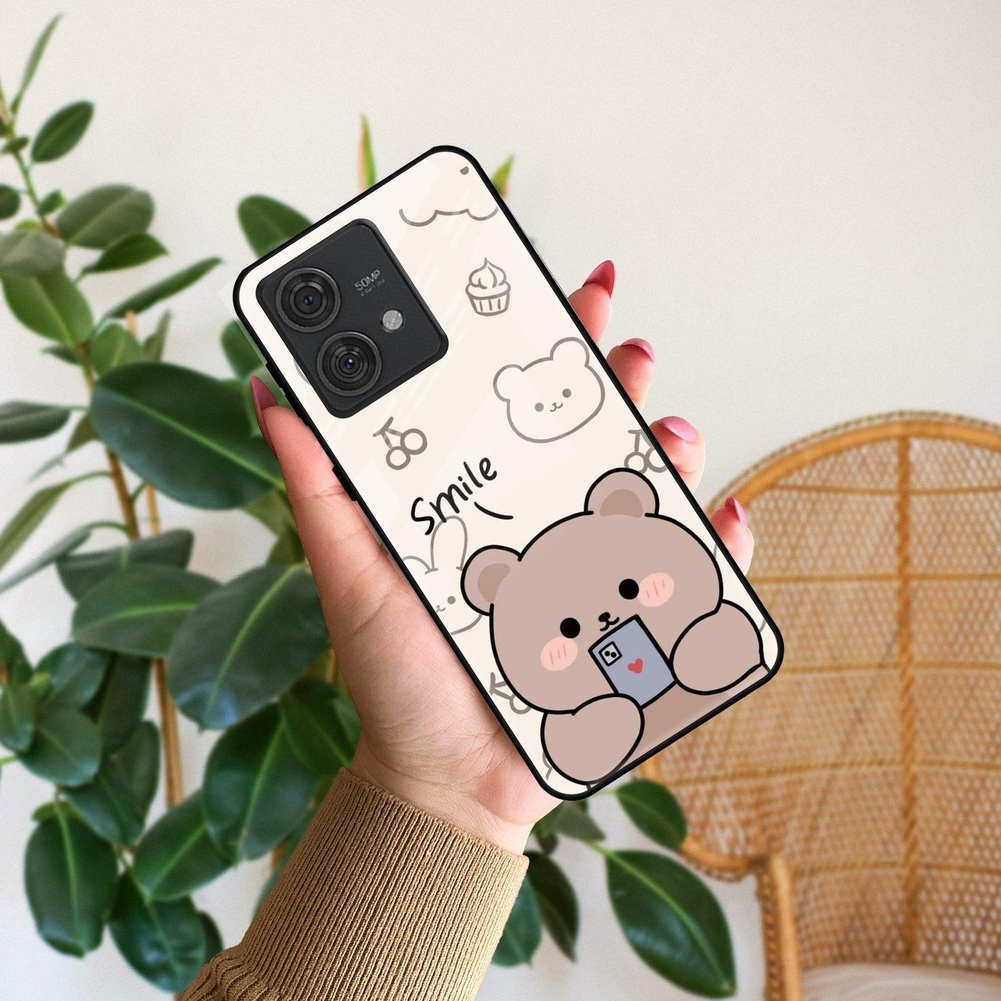 Cute Bear Glossy Metal Case Cover For Motorola