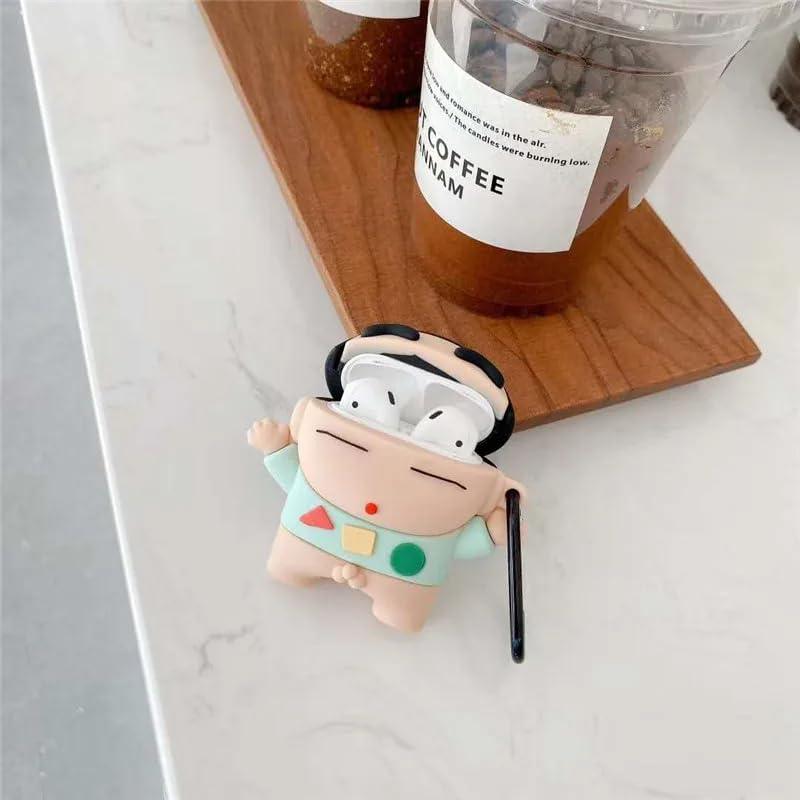 Cute Cartoon Design Case Cover for Apple AirPods Pro 2nd Generation - Shockproof TPU with Keychain - AirPods Pro 2 Protector for Men and Women (Shinchan) - ShopOnCliQ