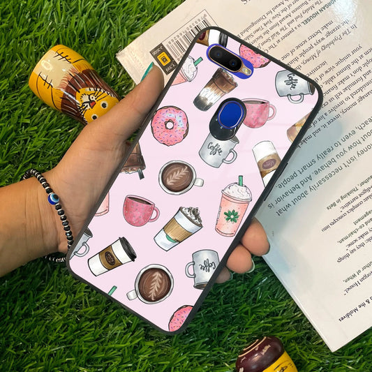 Cute Coffee Snacks Glass Case Cover For Oppo - ShopOnCliQ