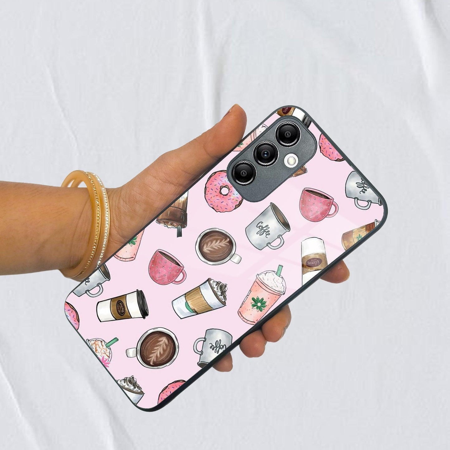 Cute Coffee Snacks Glass Case Cover For Samsung