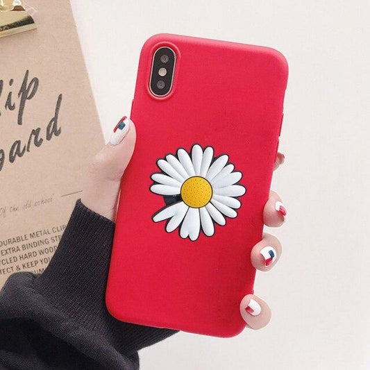 Cute Daisy Flower Bracket Case With Holder For iPhone