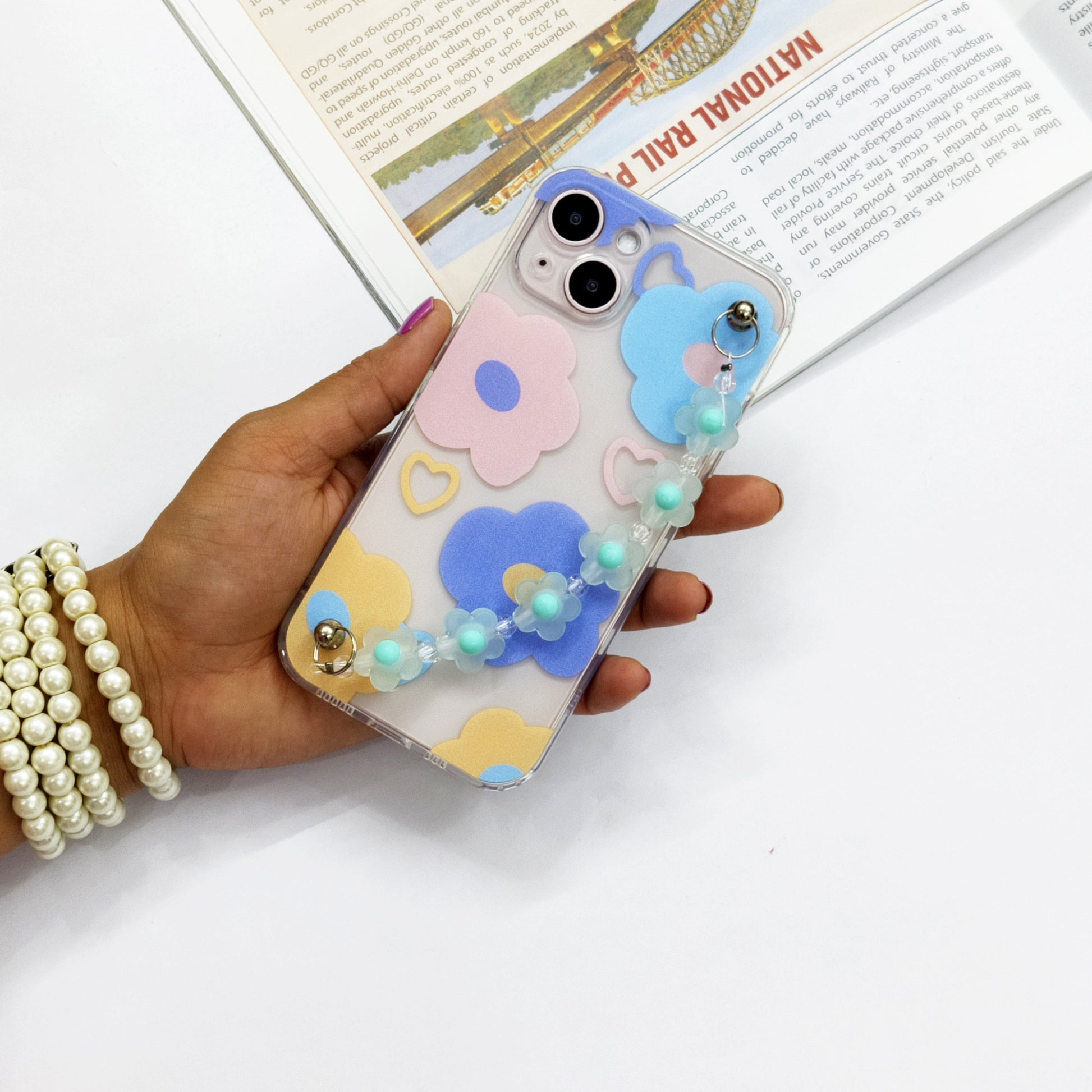 Cute Flowers Phone Case With Hand Chain iPhone ( Multicolor ) ShopOnCliQ