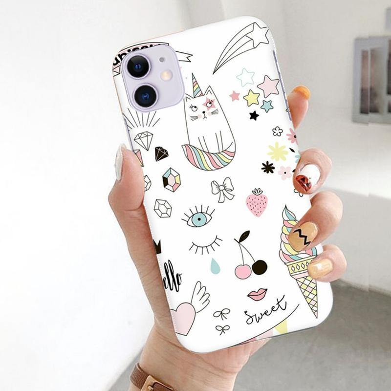 Cute Meow Print Slim Case Back Cover Color White For Samsung