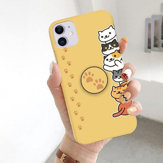 Cute Meow Print Slim Case Back Cover Color Yellow For Vivo