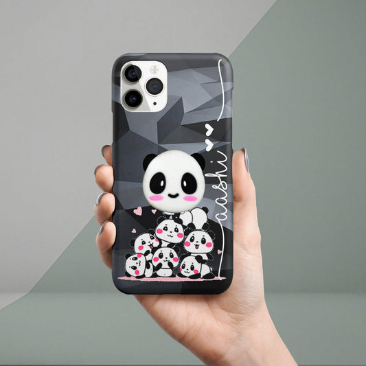 Cute Panda Customized Name Slim Phone Case Cover (Black) For OnePlus