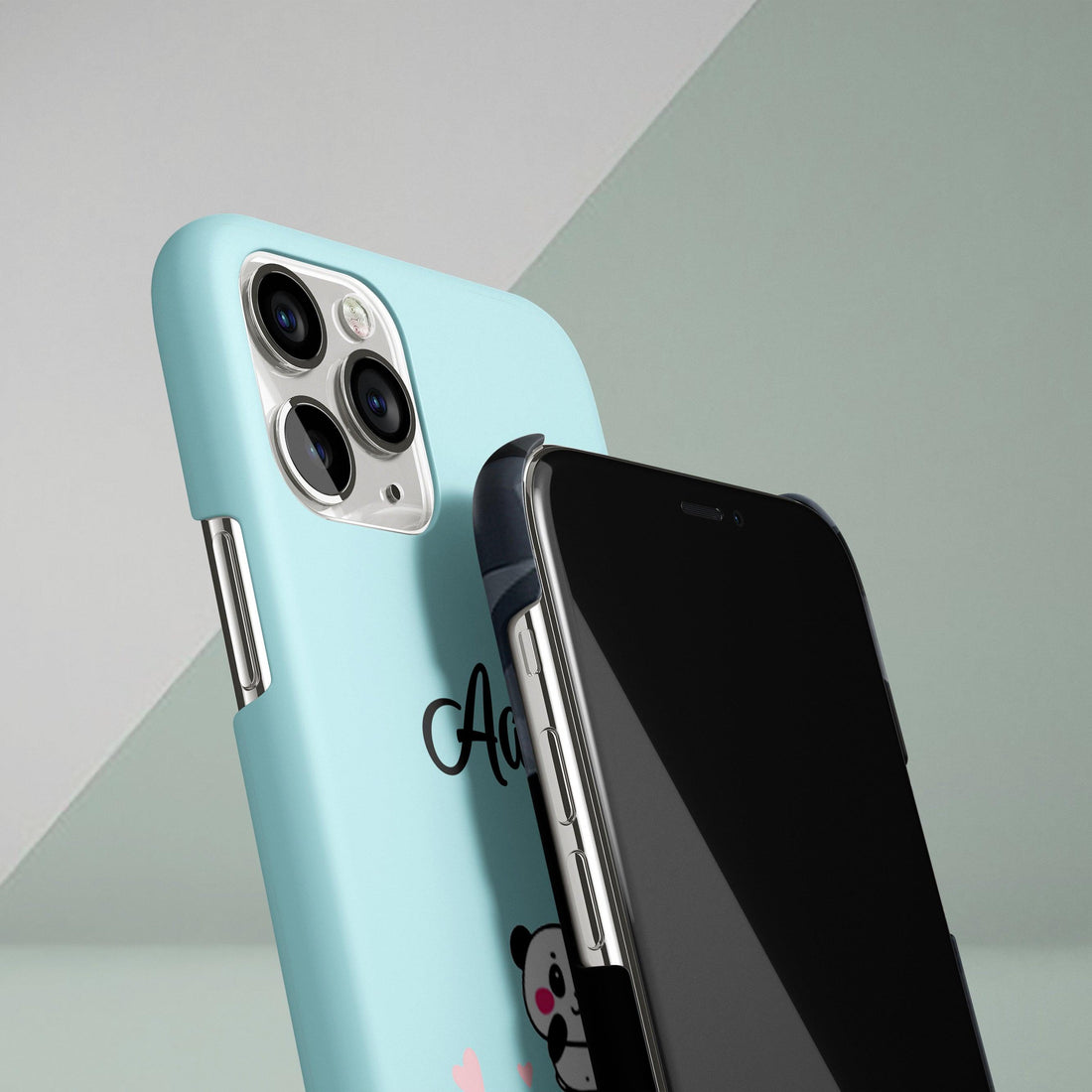Cute Panda Customized Name Slim Phone Case Cover (Sea Blue) For OnePlus