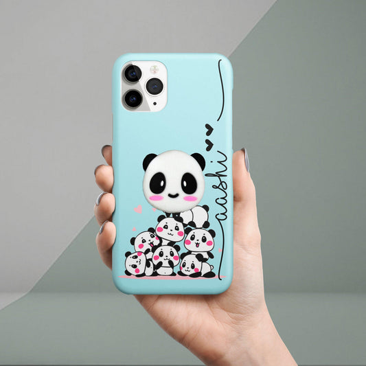 Cute Panda Customized Name Slim Phone Case Cover (Sea Blue) For OnePlus
