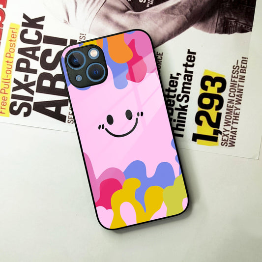 Cute Pink Smiley Multicolor Glass Case For iPhone - ShopOnCliQ