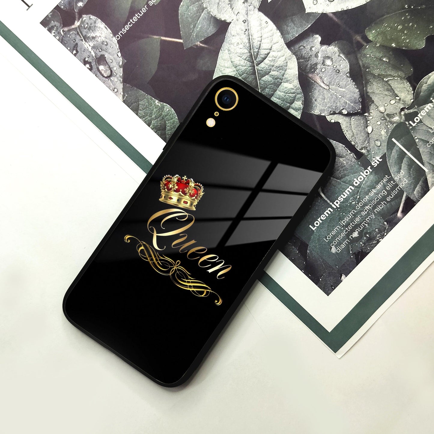 Cute Queen With Crown Glass Case for iPhone