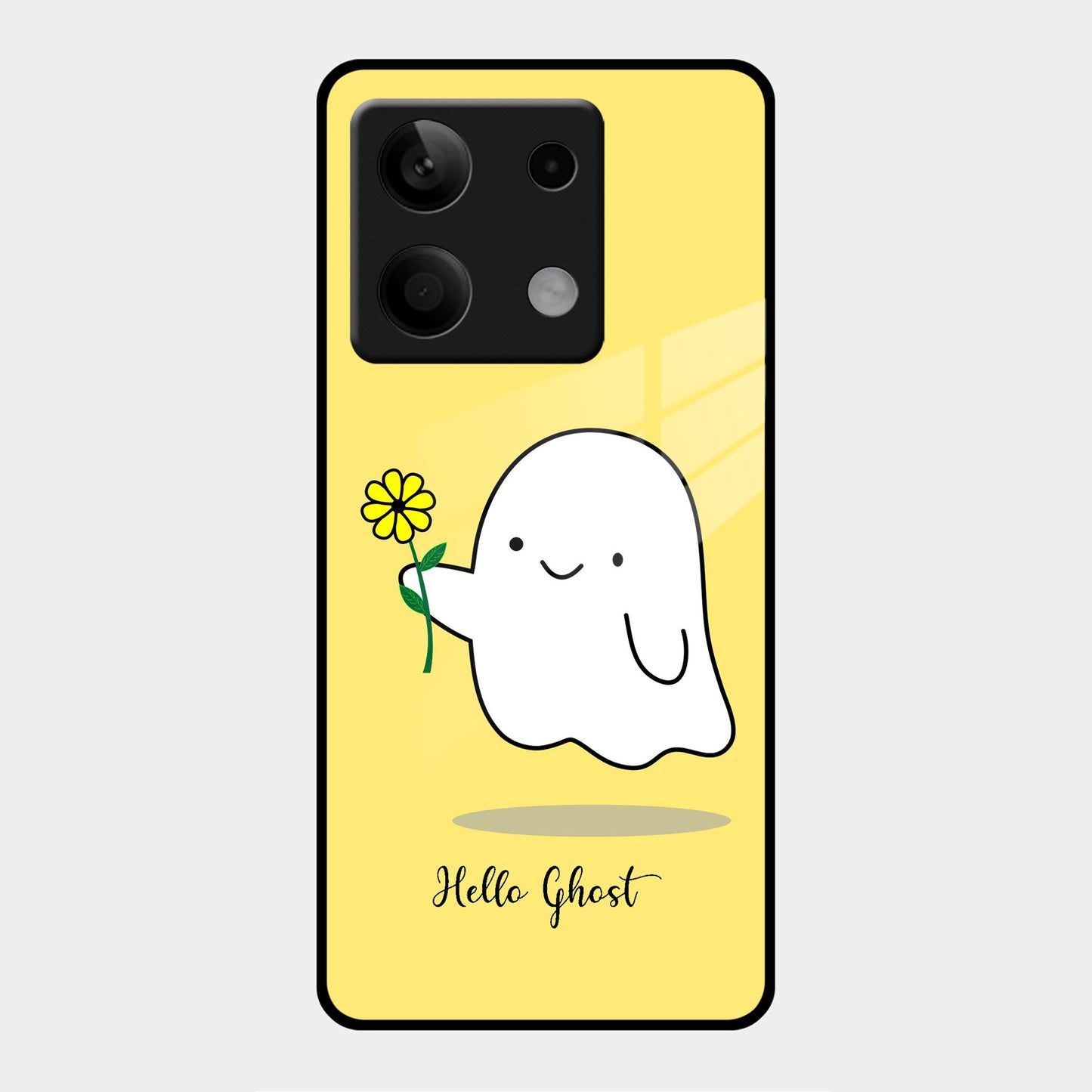 Ghost With Flower Glass Case Cover For Poco