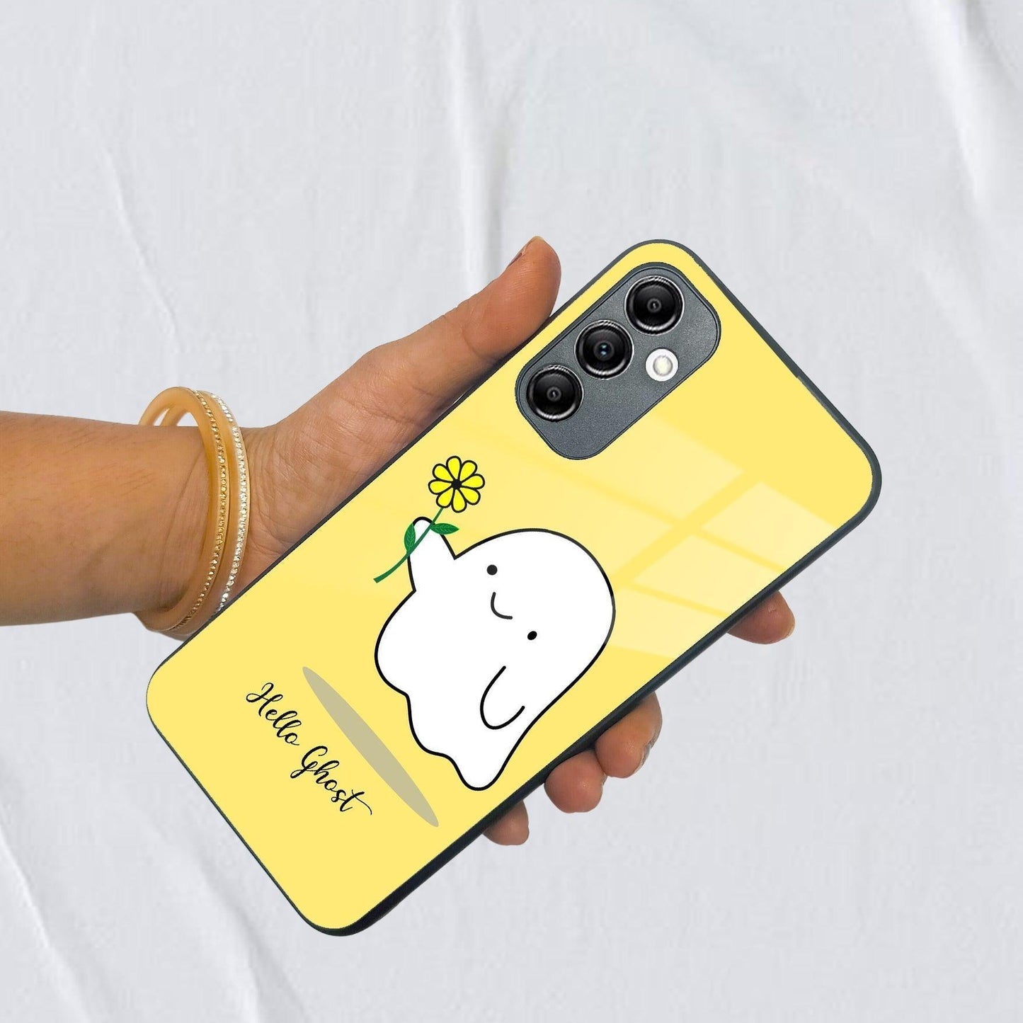 Ghost With Flower Glass Case Cover For Samsung