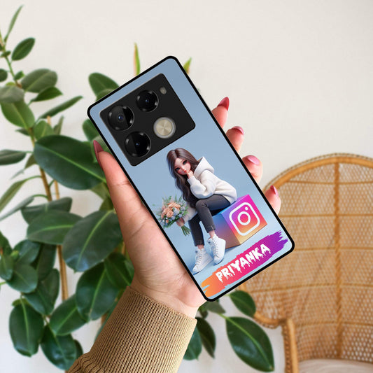 Girl With Flower Glossy Metal Case Cover For Infinix - ShopOnCliQ