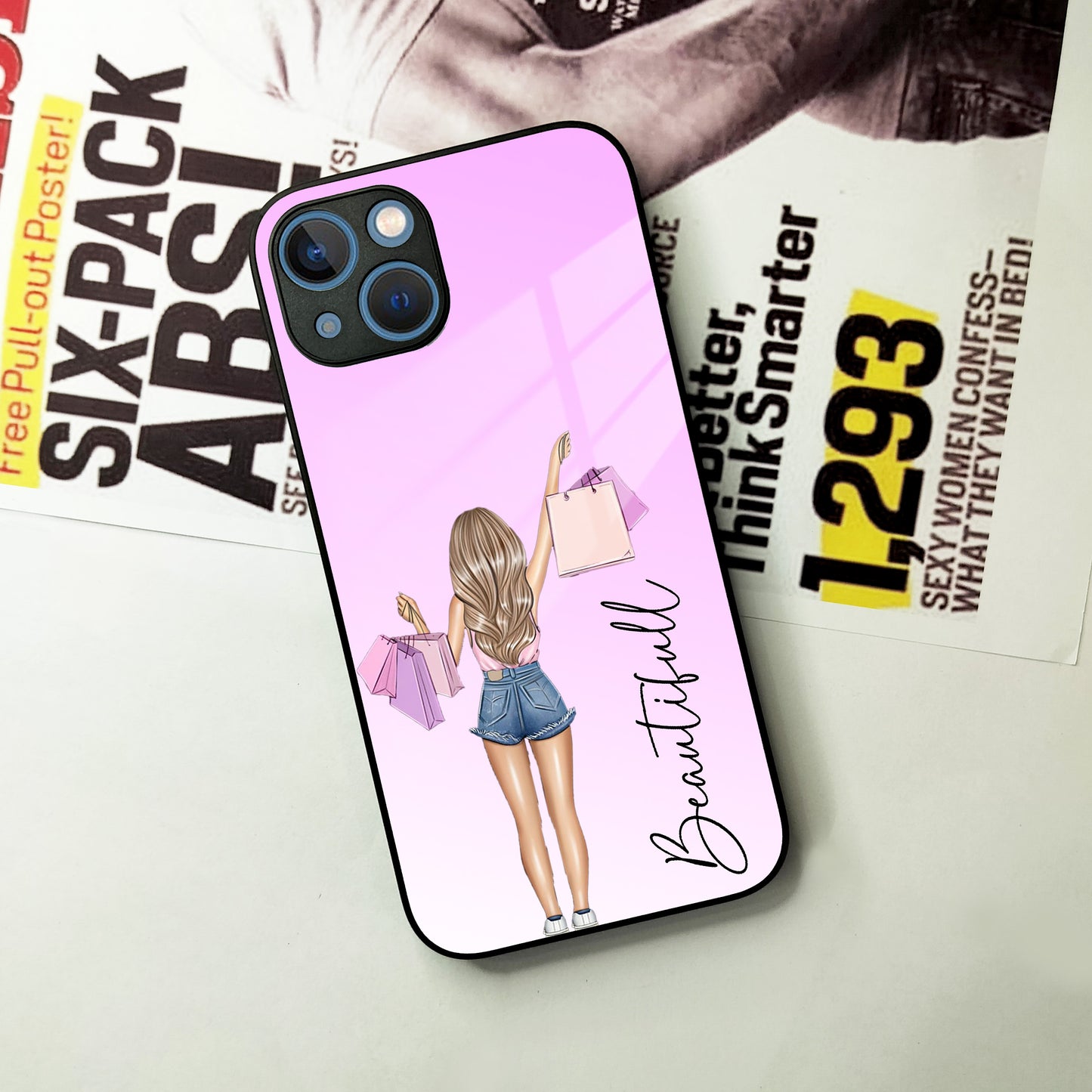 Girl With Bag Glass Case Cover For iPhone