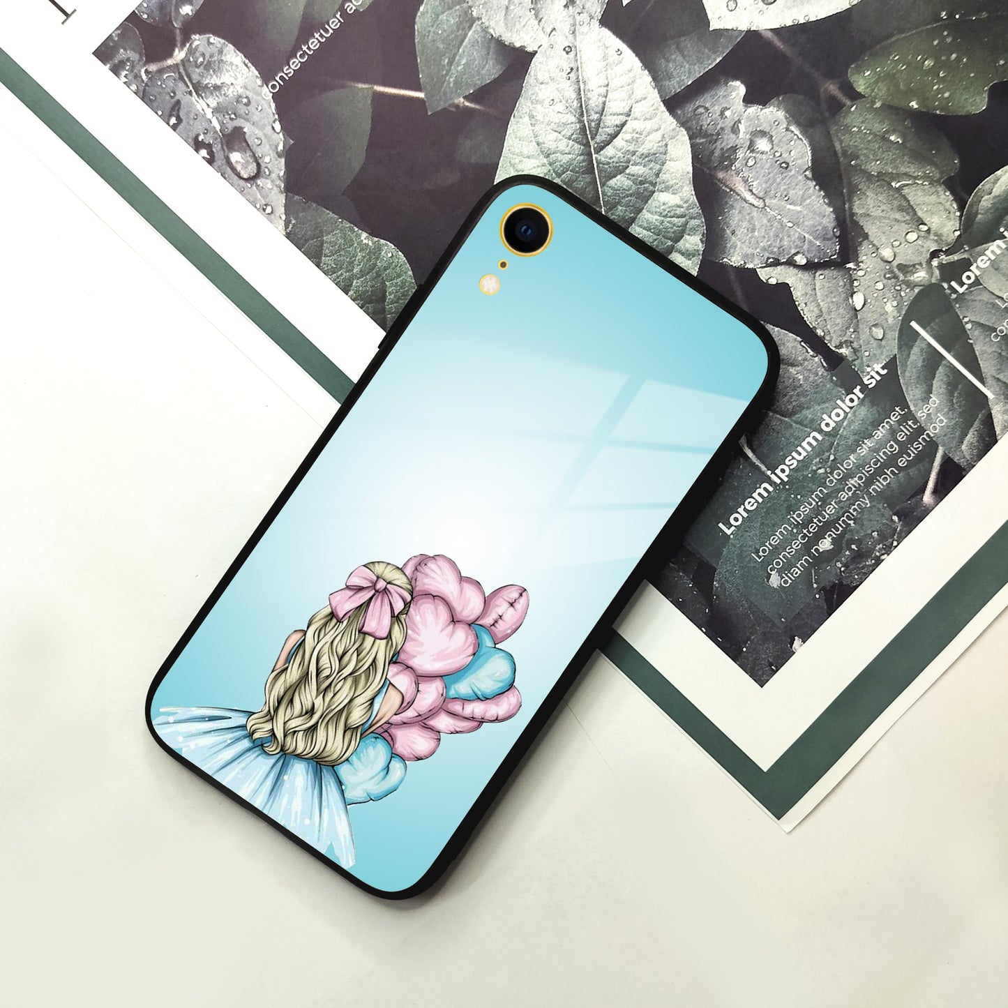 Styles Girl With Balloon Glass Case For iPhone