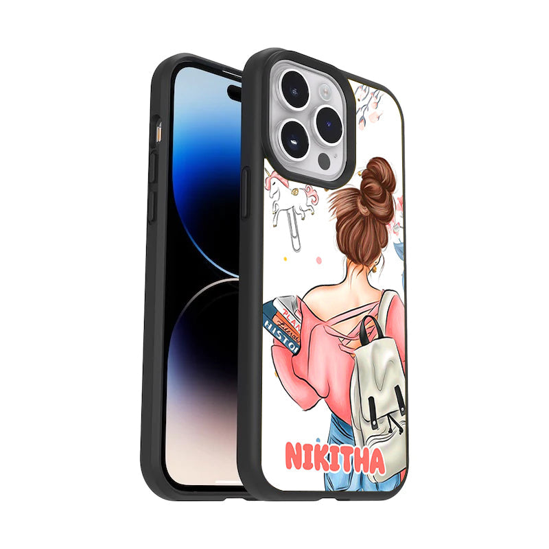 Girl With Book Glossy Metal Case Cover For Samsung