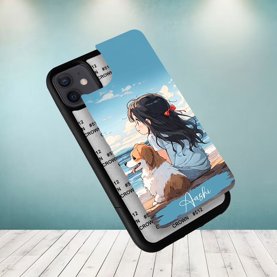 Girl With Dog Glossy Metal Case Cover For Samsung