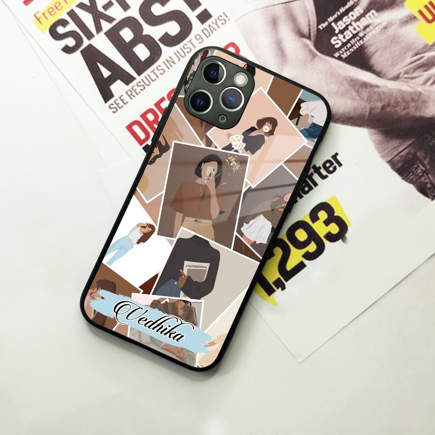Selfie  Girl Collage Glass Case Cover For iPhone