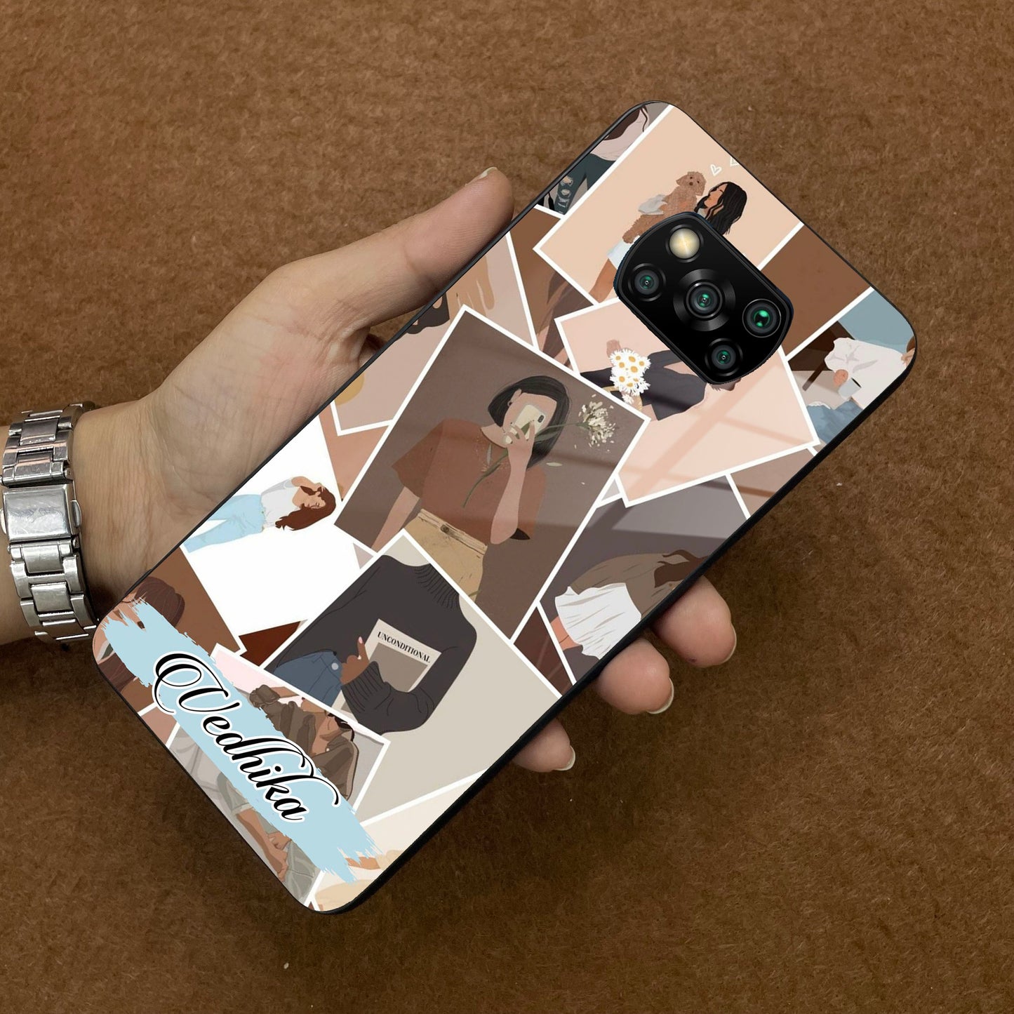 Selfie  Girl Collage Glass Case Cover For Poco