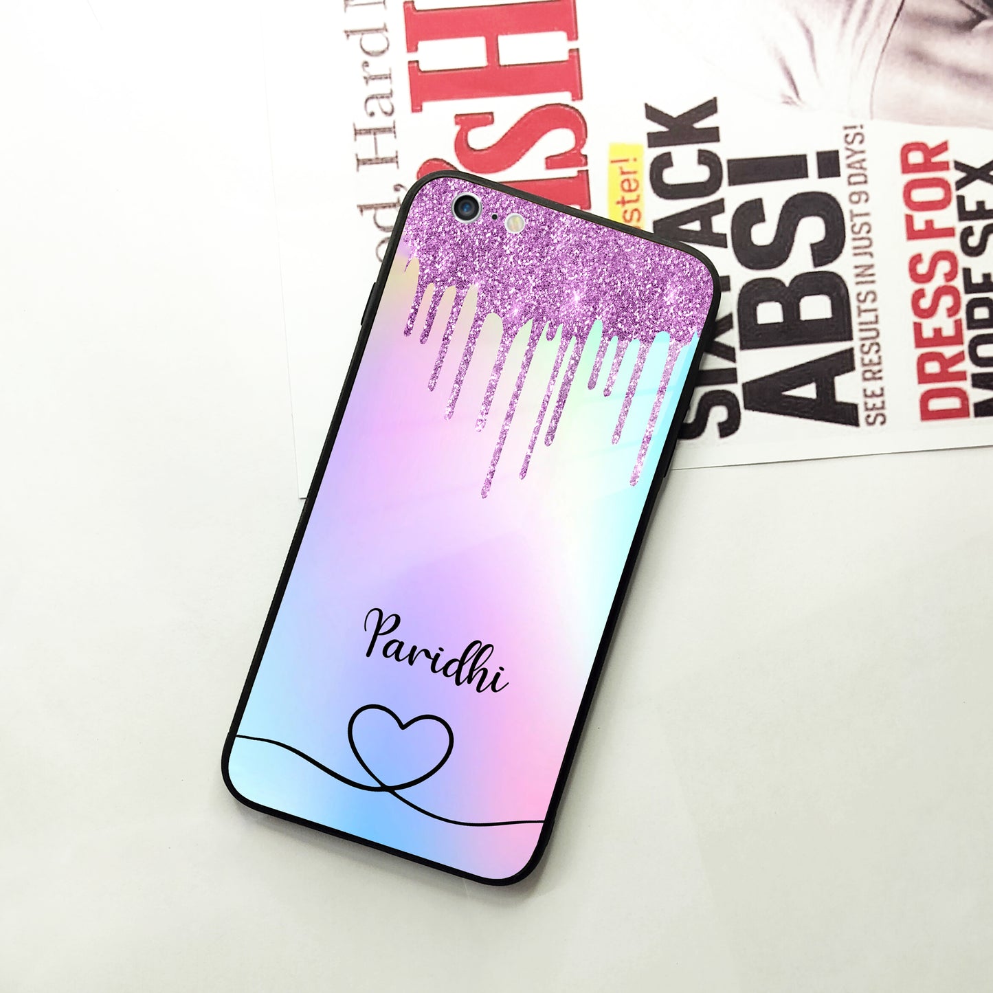 MultiColor Glitter Glass Case For iPhone