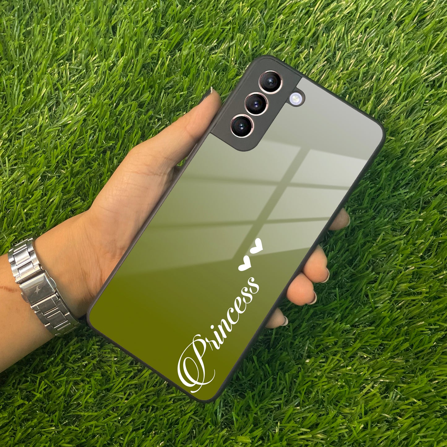 Customize Name Gradient Glass Case Cover Mint Green For Samsung