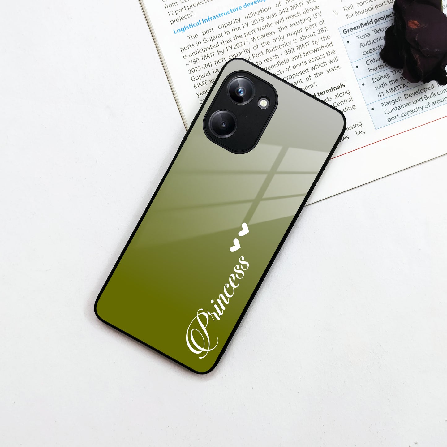 Customize Name Gradient Glass Case Cover Mint Green For Realme/Narzo