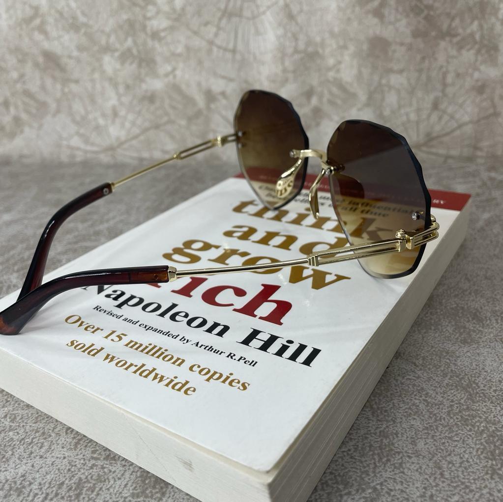 Heart Shape Rimless Ladies Black Frame Sunglasses for Women - ShopOnCliQ