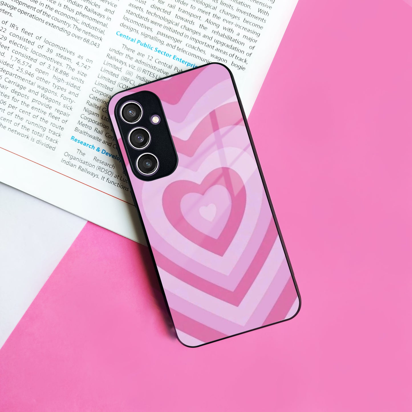 Latte Love Patter Glass Case Cover - Pink For Samsung