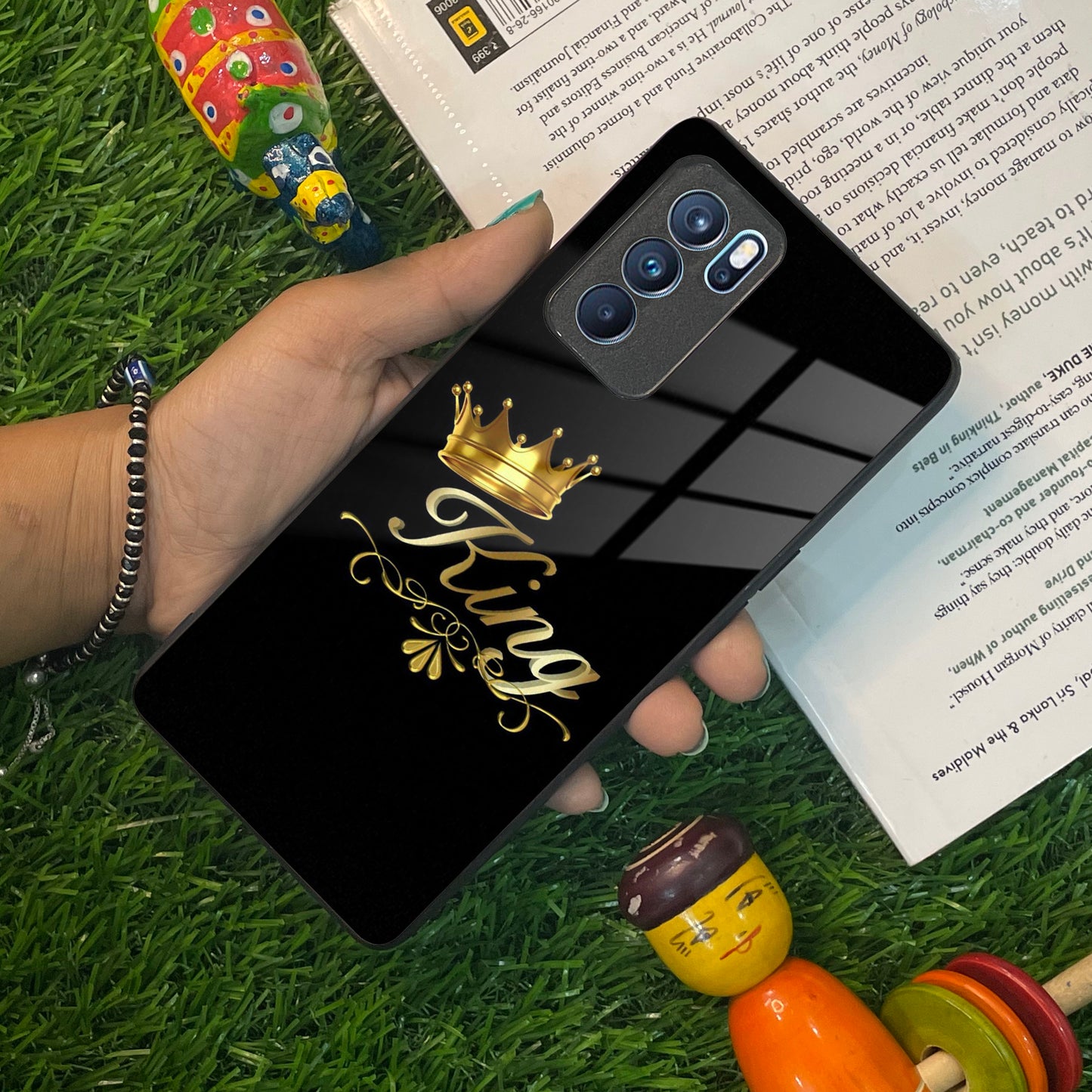Cute King With Crown Glass Case For Oppo