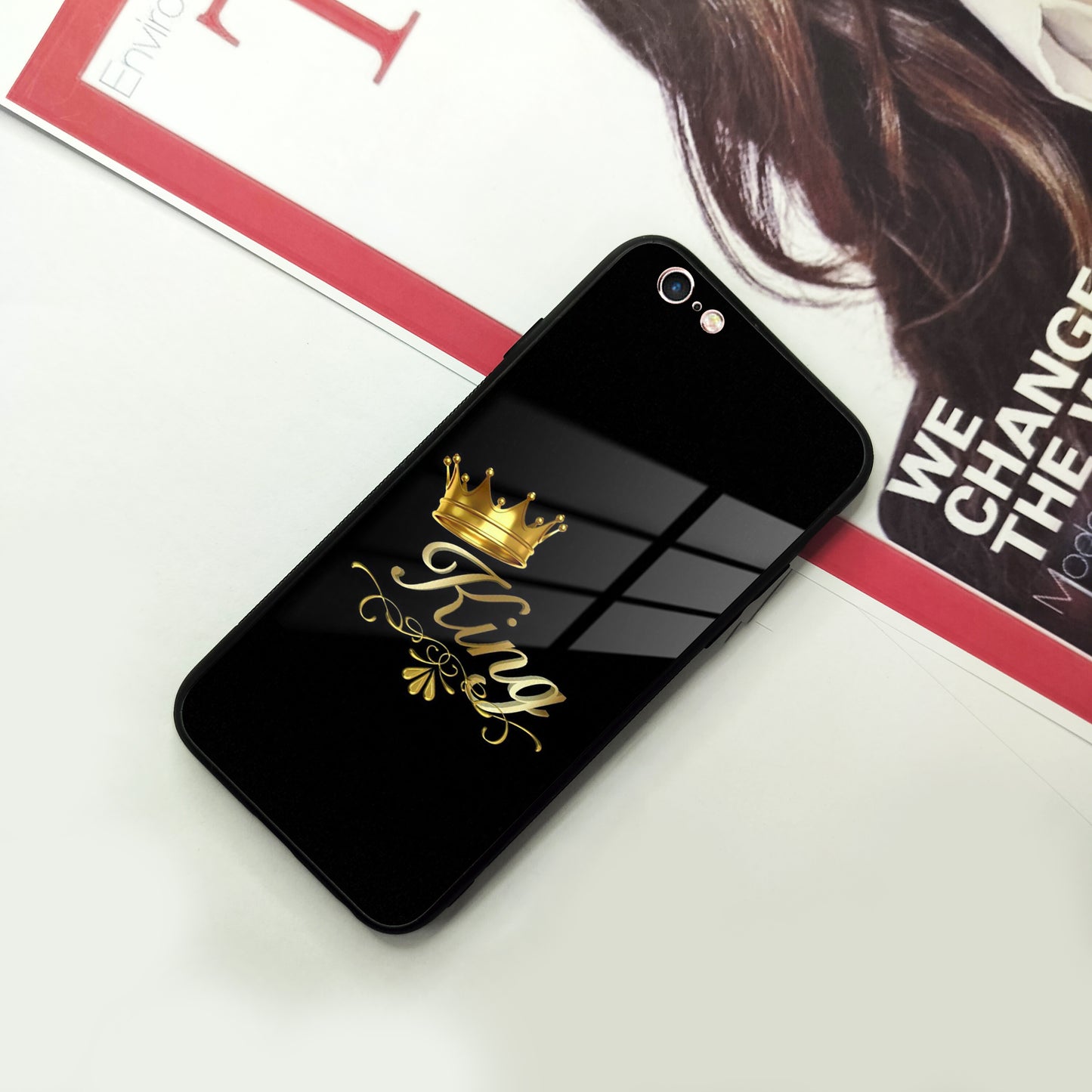 Cute King With Crown Glass Case for iPhone