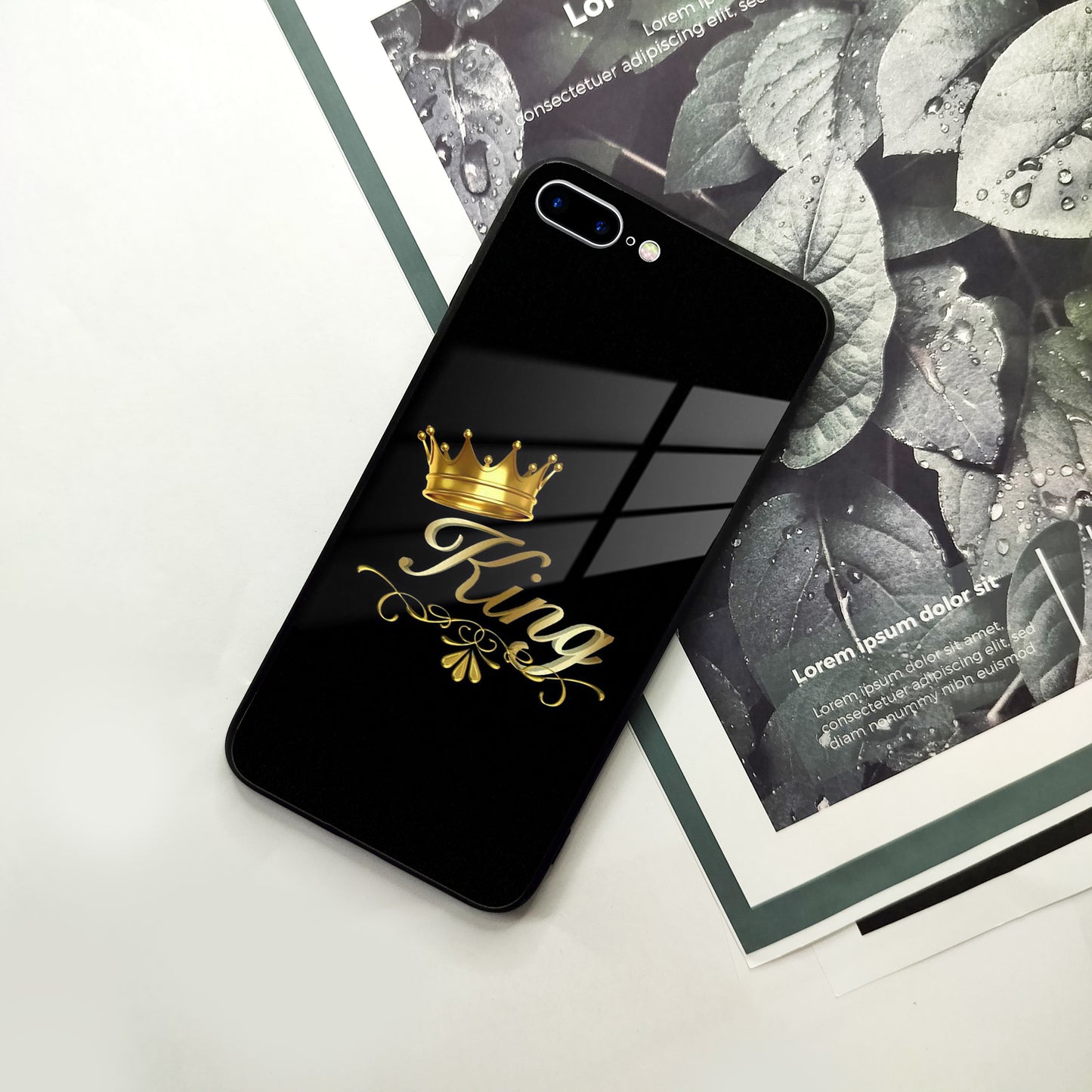 Cute King With Crown Glass Case for iPhone