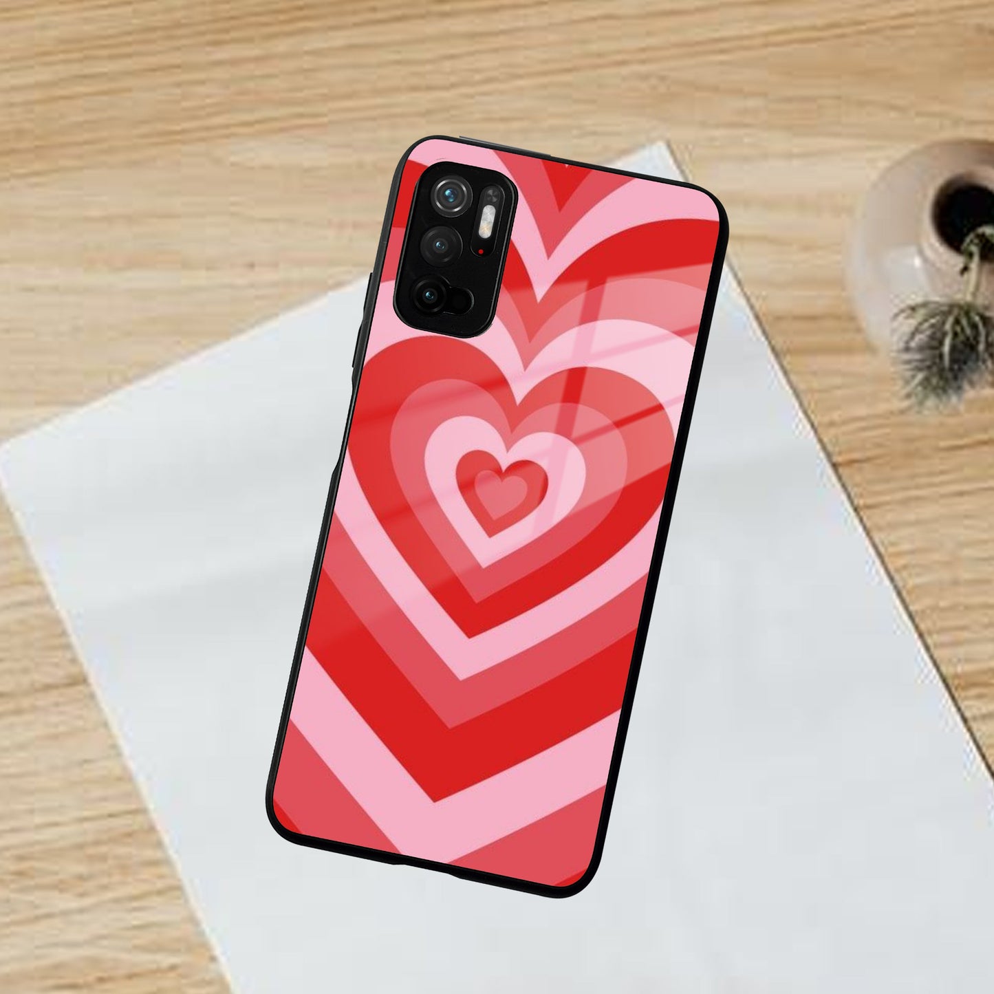 Latte Love Patter Glass Case Cover - Red For Poco ShopOnCliQ