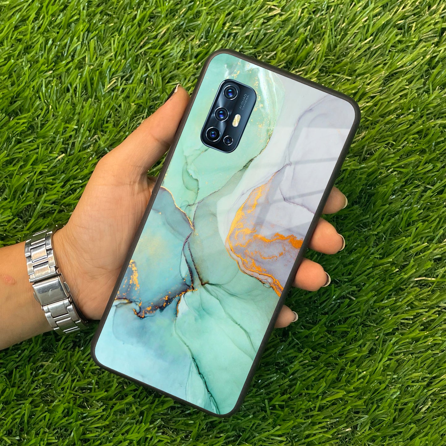 Marble Glass Finish Phone Case And Cover For Vivo