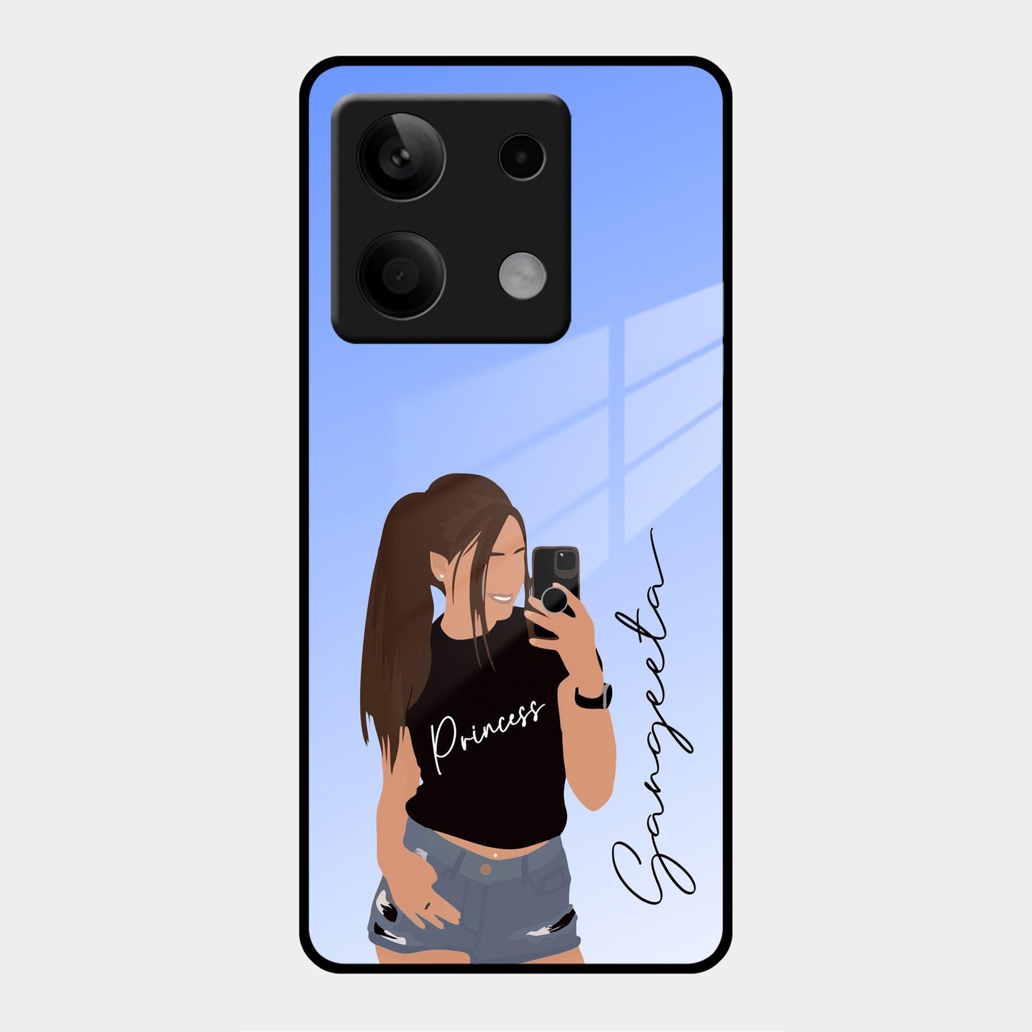 Mobile Girl Glass Case Cover For Poco