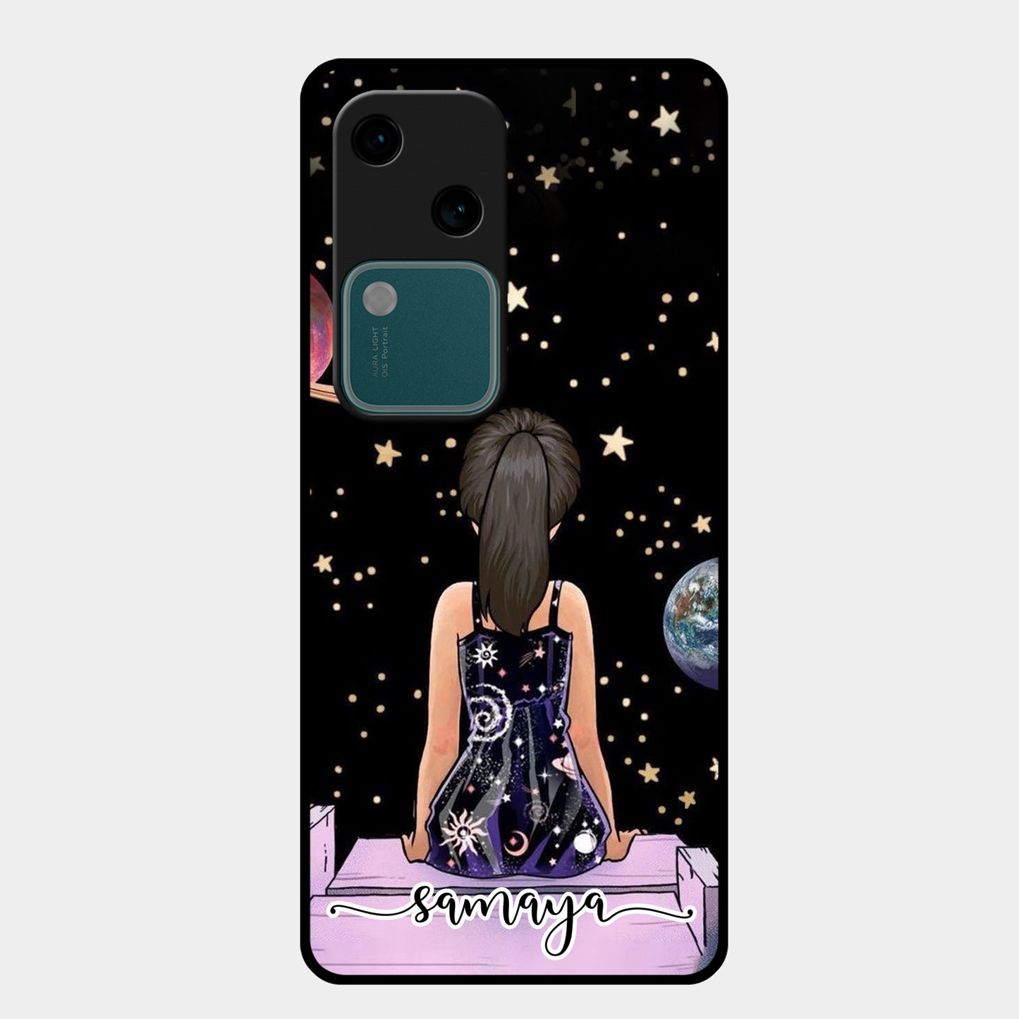 Girl In Universe Customised Glossy Metal Case Cover For Vivo