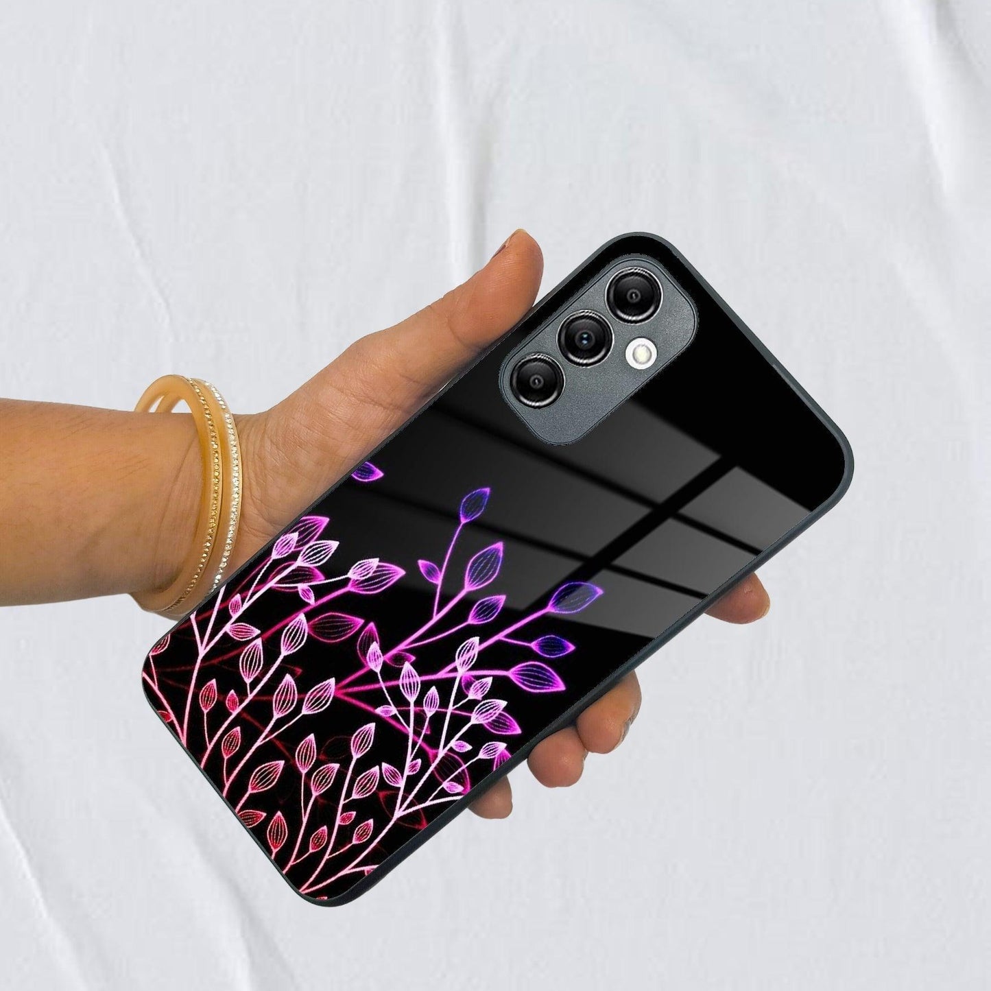 Multicolor Flower Print Glass Case Cover For Samsung