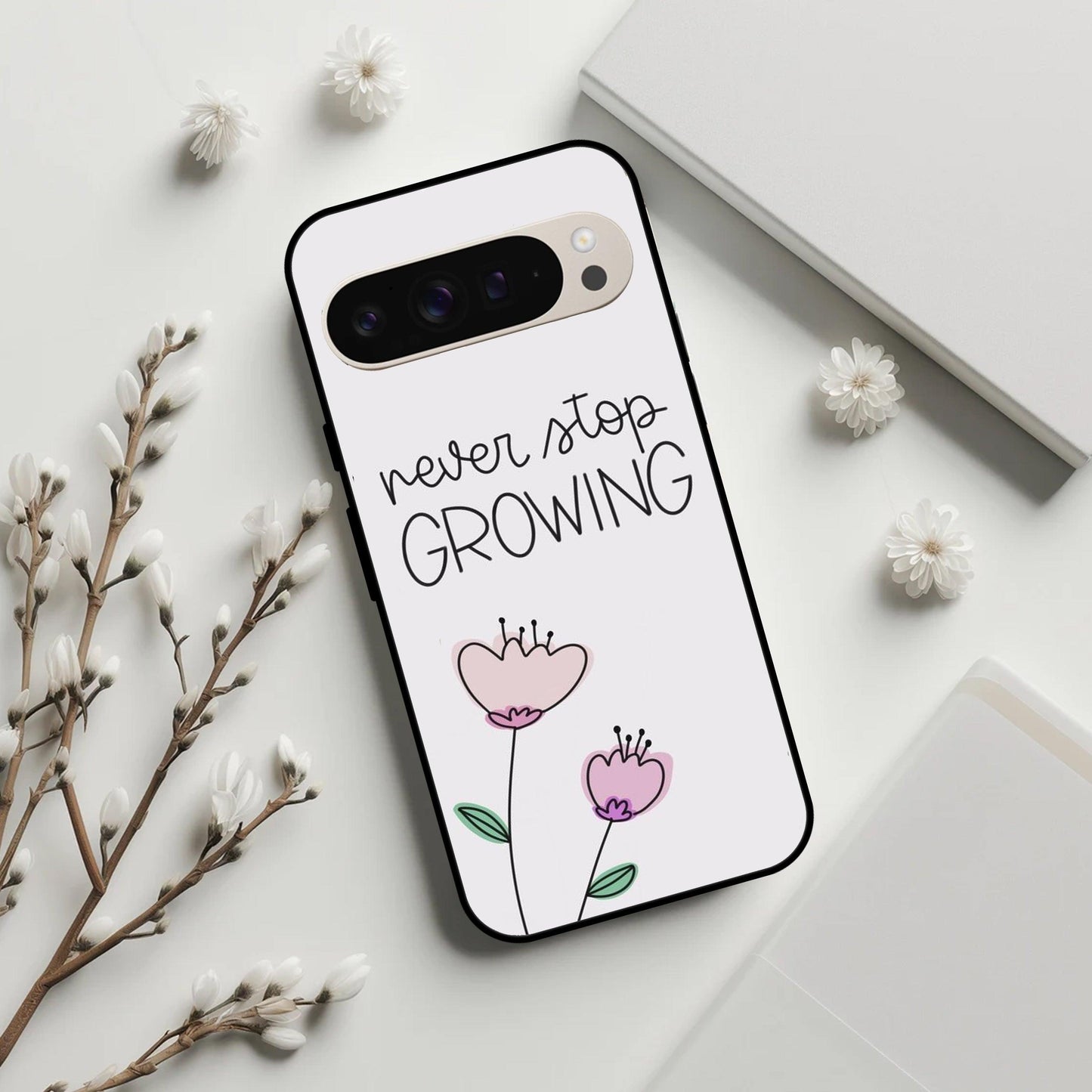 Never Stop Growing Glossy Metal Case Cover For Google