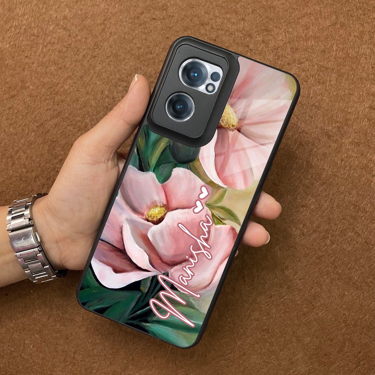 Paint Floral Poster Glass Case Cover For OnePlus